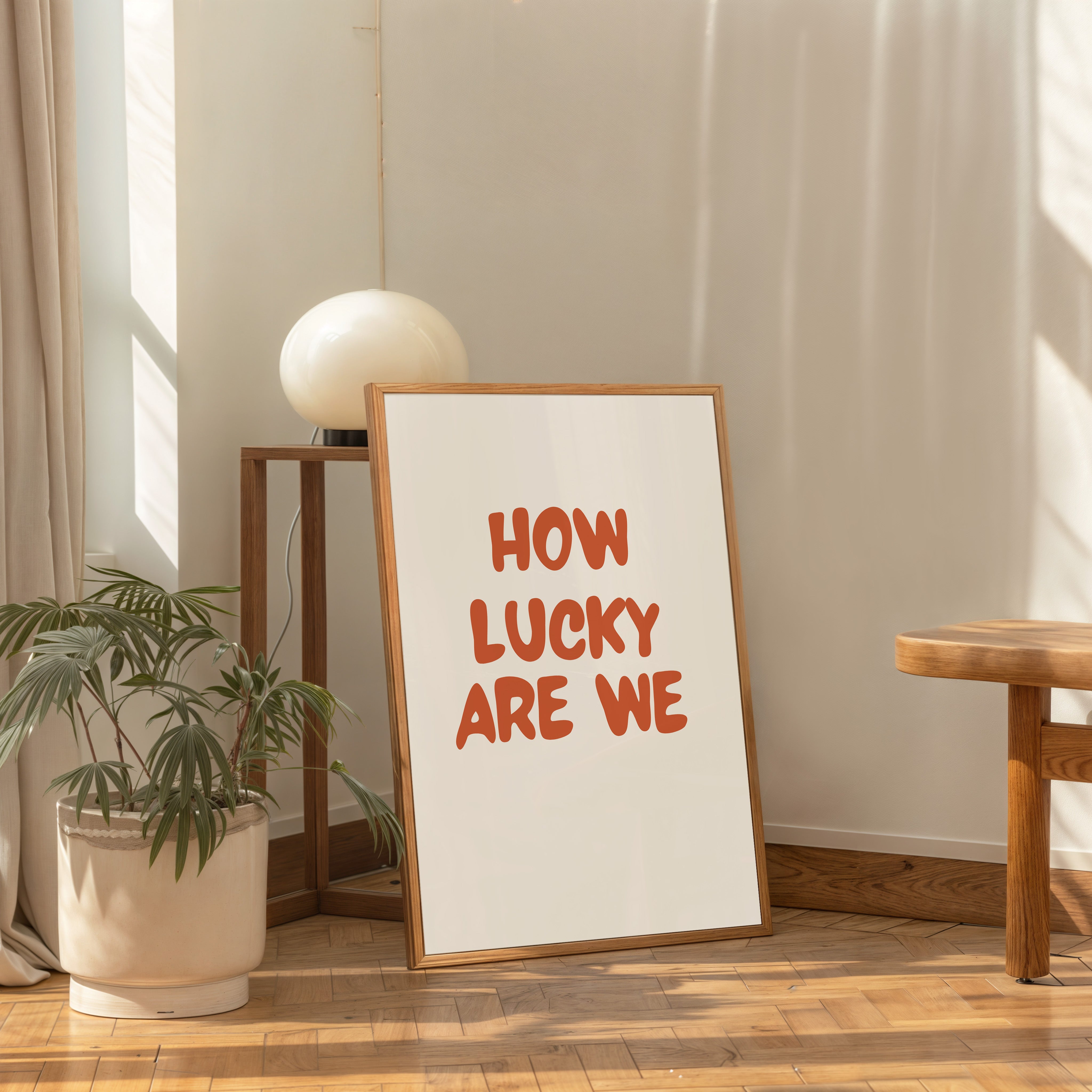 how lucky are we printable wall art minimalist inspirational quote poster